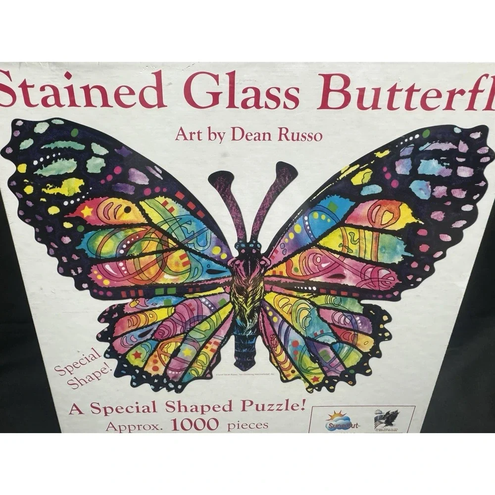 Stained Glass Butterfly 1000 Pieces Shaped Jigsaw Puzzle Dean Russo Sunsout